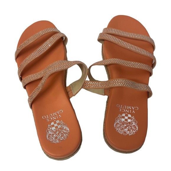 Vince Camuto Sandals Slide Women ~ US 9M Rallsan Strappy Coral Leather NEW - Picture 7 of 10